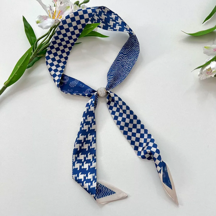 Silk Scarf with Rhinestone Button view 10
