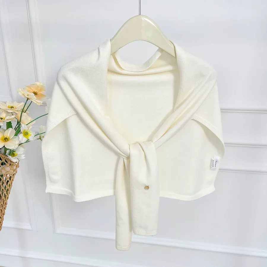 Knitted Shawl with Solid Color view 11