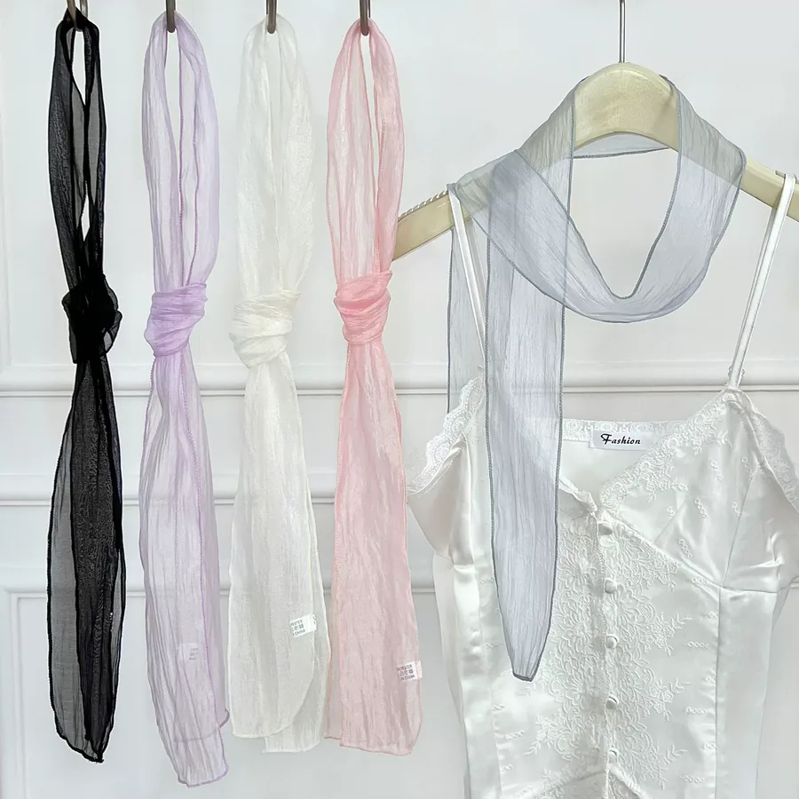 Solid Color Long Scarf with Tie