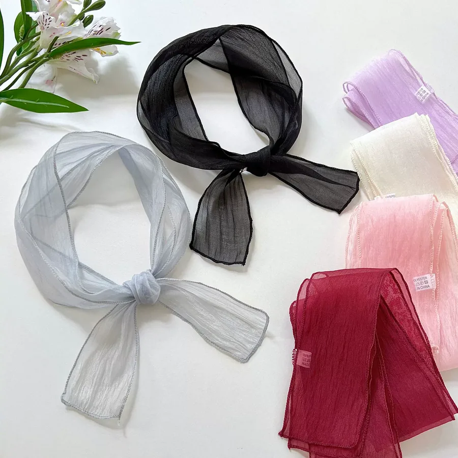 Solid Color Long Scarf with Tie view 2
