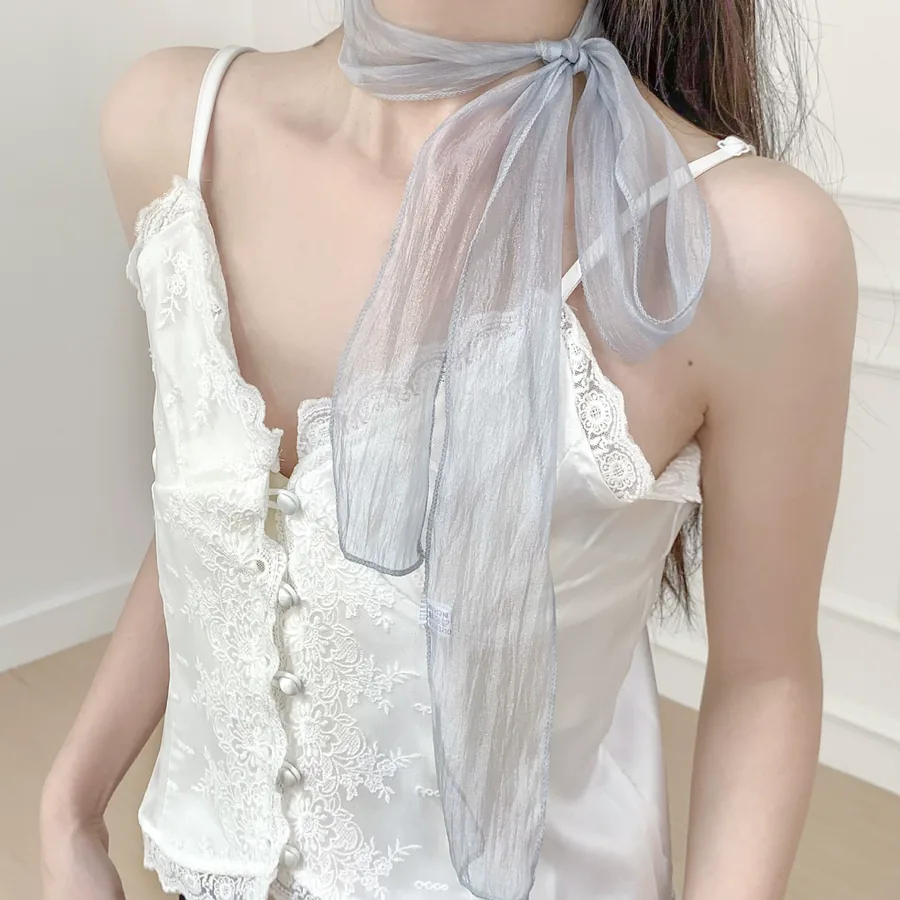 Solid Color Long Scarf with Tie view 3