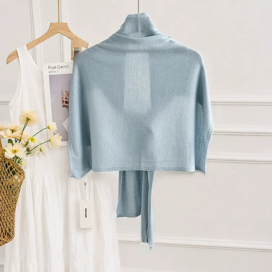 Solid Color Shawl with Cross Tie view 2