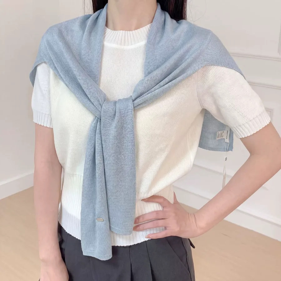 Solid Color Shawl with Cross Tie view 3