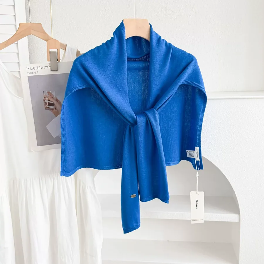 Solid Color Shawl with Cross Tie view 6