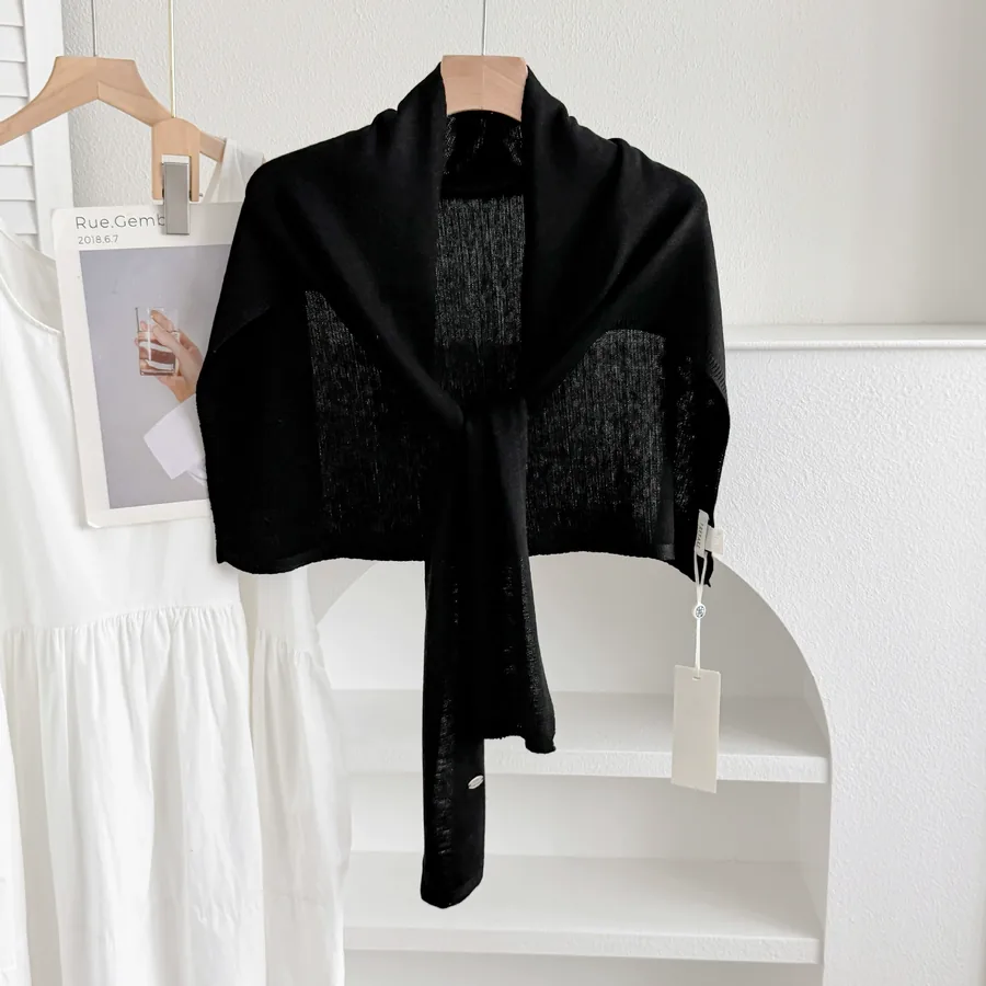 Solid Color Shawl with Cross Tie view 8