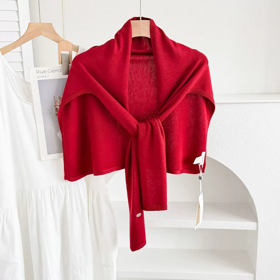 Solid Color Shawl with Cross Tie view 9