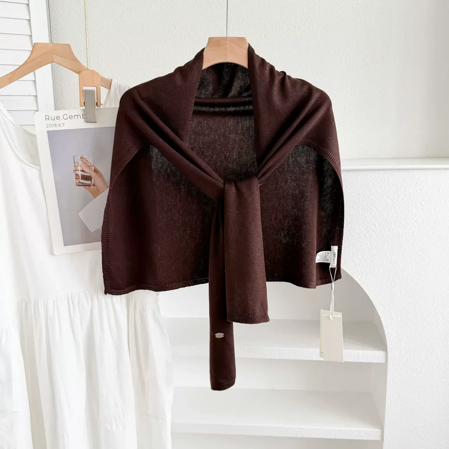 Solid Color Shawl with Cross Tie view 10
