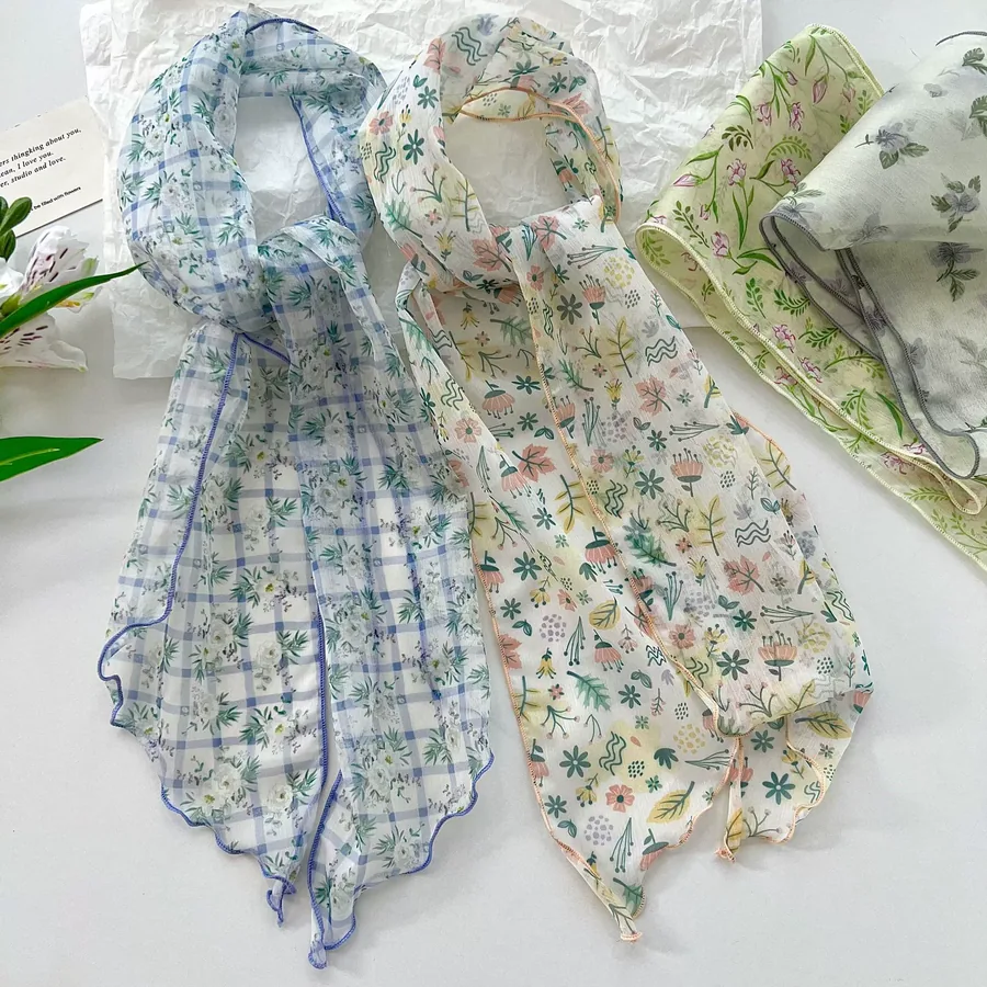 Georgette Long Scarf with Print view 2