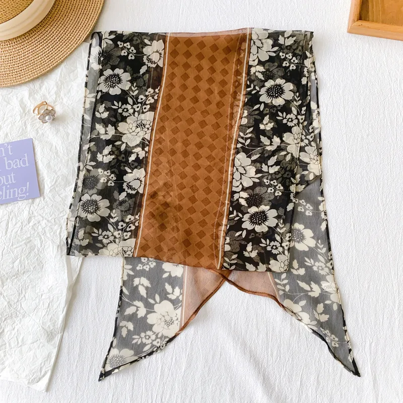 Chiffon Floral Long Scarf