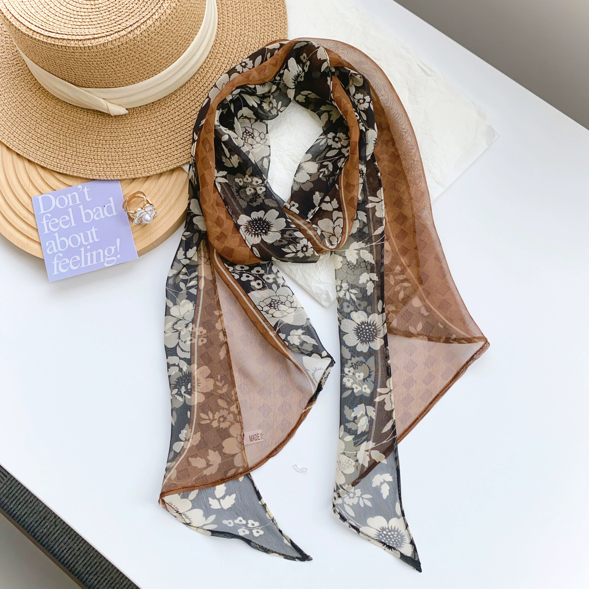 Chiffon Floral Long Scarf view 2
