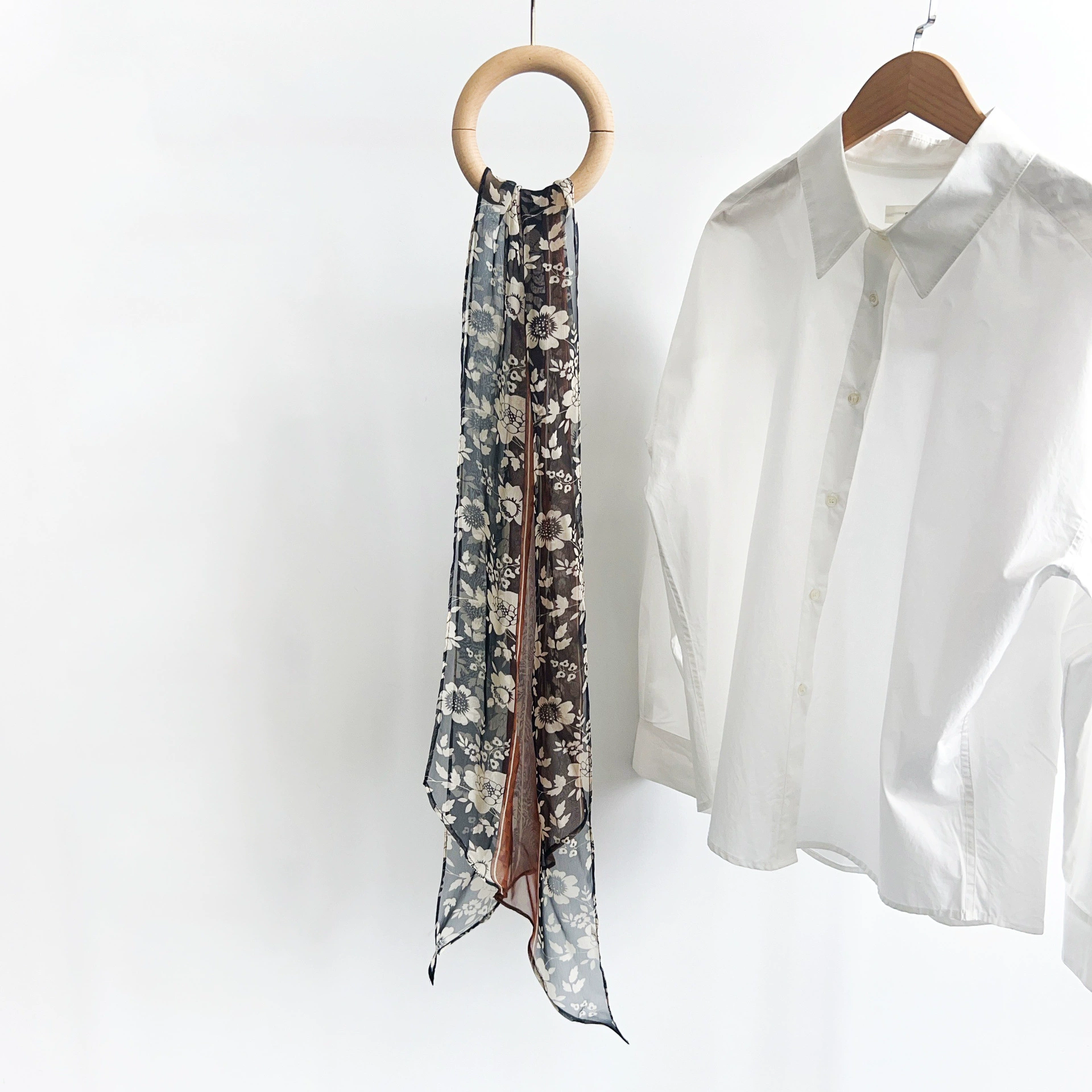 Chiffon Floral Long Scarf view 4