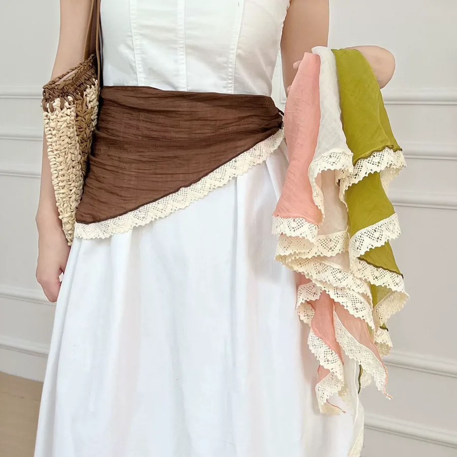 Lace Triangle Scarf with Waist Belt view 4
