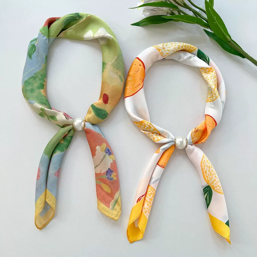 Magnetic Closure Scarf with Pearl Necklace view 2