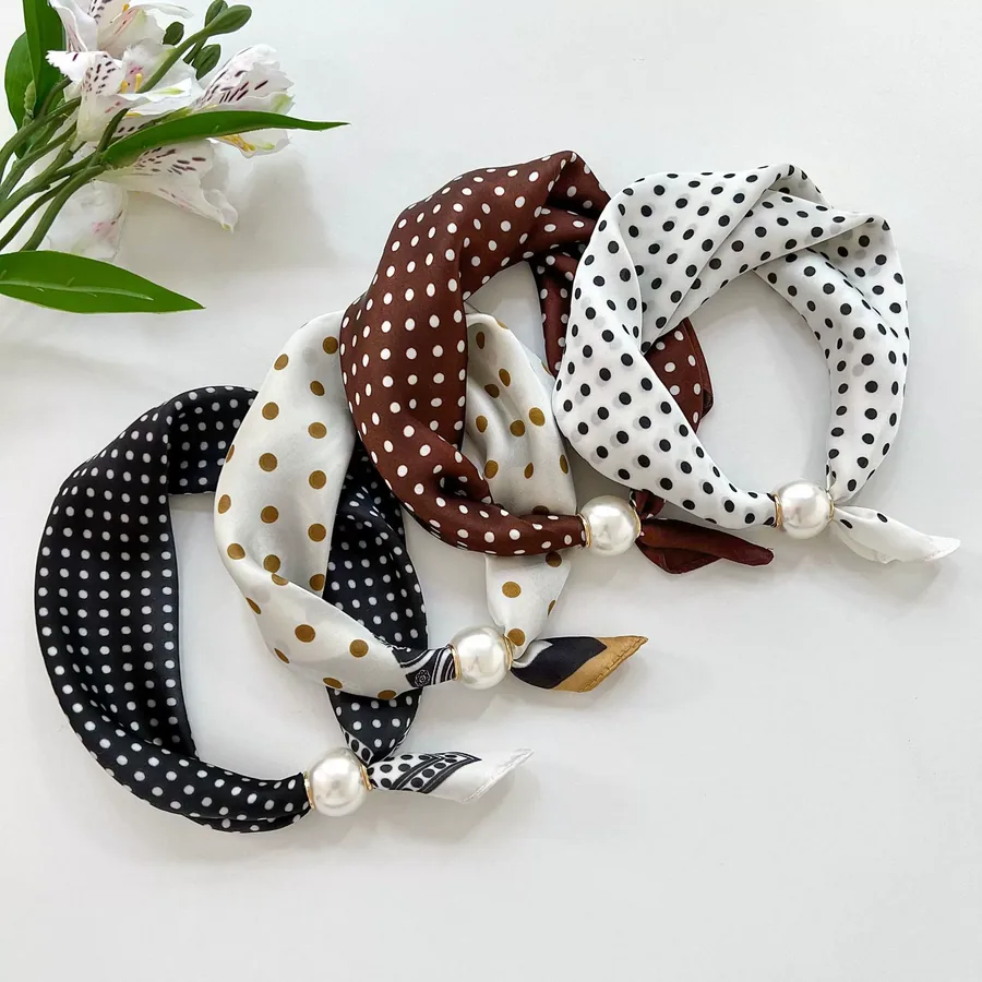 Paisley Print Scarf with Pearl Necklace view 2
