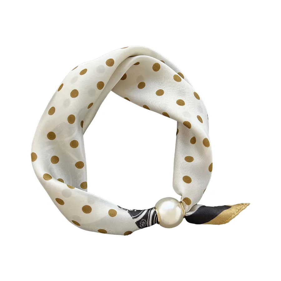 Paisley Print Scarf with Pearl Necklace view 5