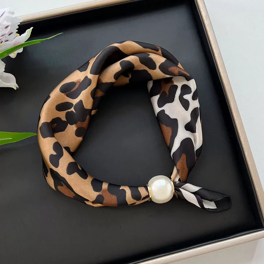 Paisley Print Scarf with Pearl Necklace view 7
