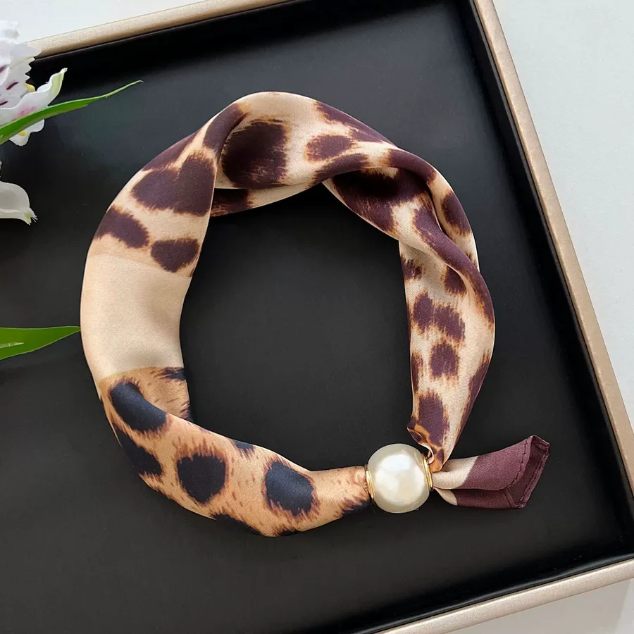 Paisley Print Scarf with Pearl Necklace view 8
