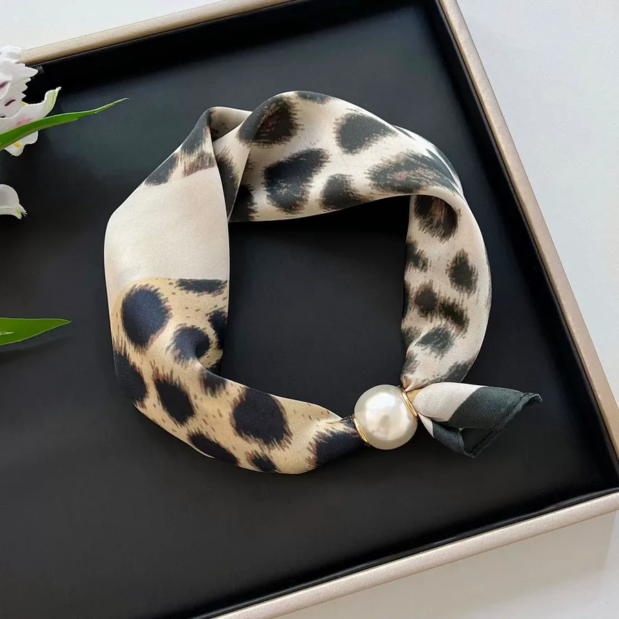 Paisley Print Scarf with Pearl Necklace view 10