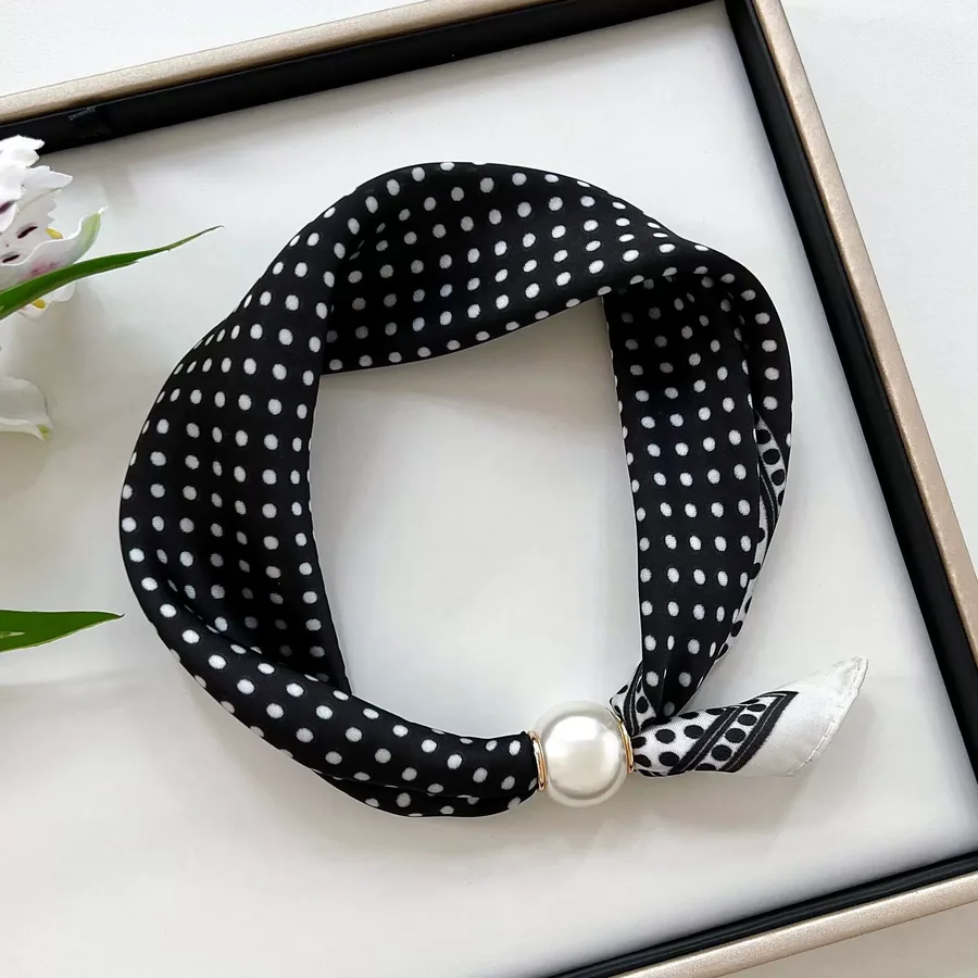 Paisley Print Scarf with Pearl Necklace view 12