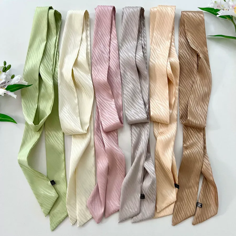 Solid Color Long Scarf with Wave Pattern