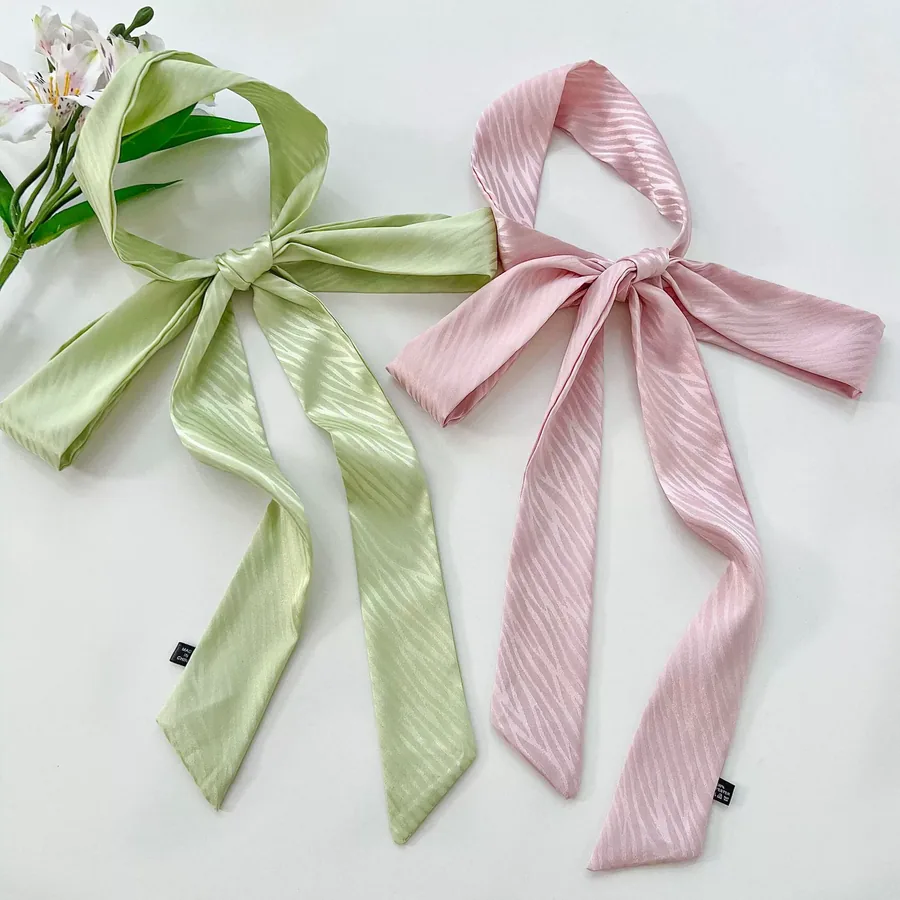 Solid Color Long Scarf with Wave Pattern view 2