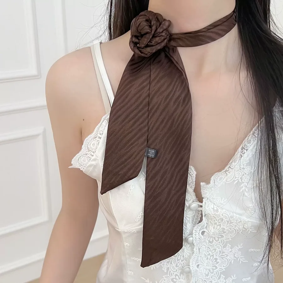 Solid Color Long Scarf with Wave Pattern view 3