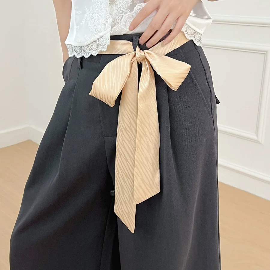 Solid Color Long Scarf with Wave Pattern view 4