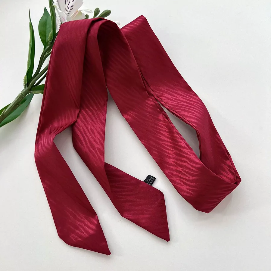 Solid Color Long Scarf with Wave Pattern view 10