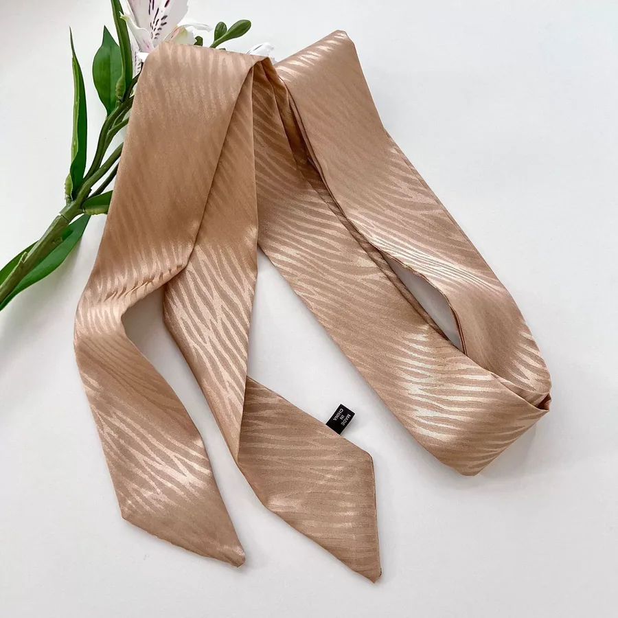 Solid Color Long Scarf with Wave Pattern view 12
