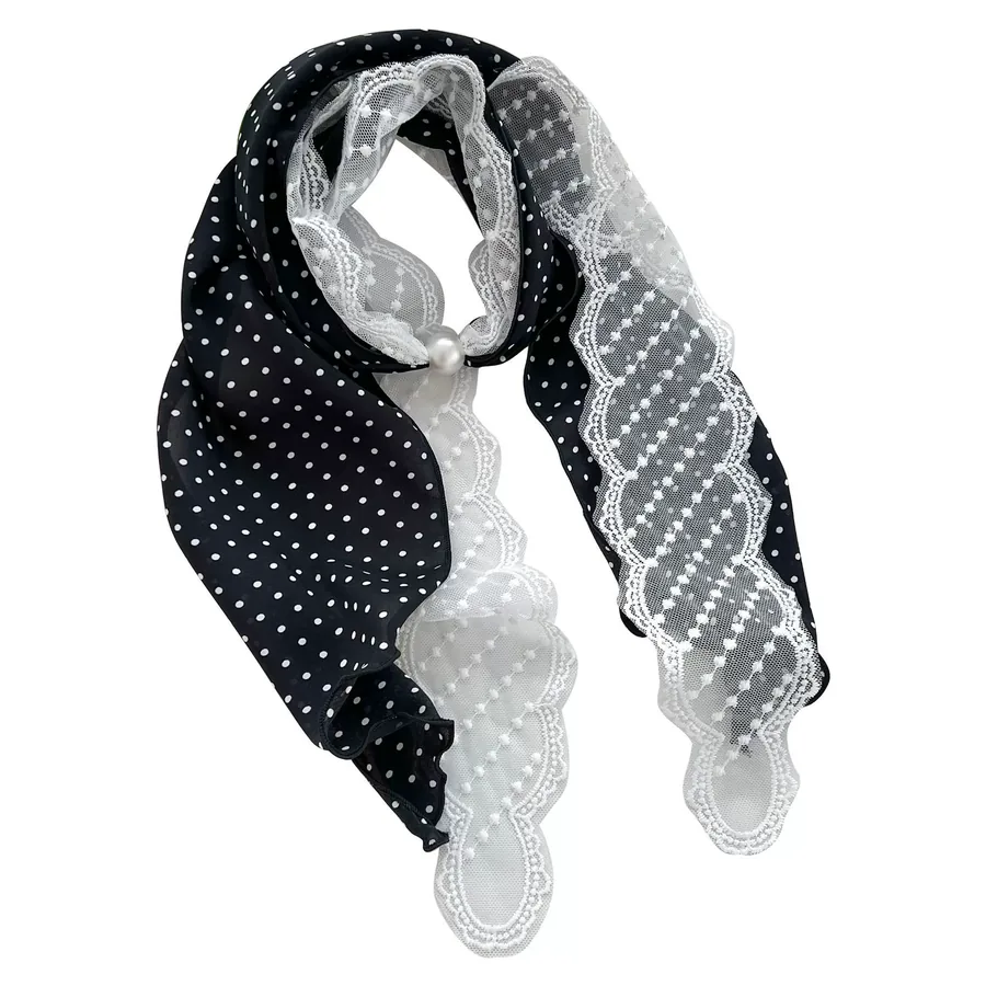 Lace Trim Long Scarf with Floral Print view 5