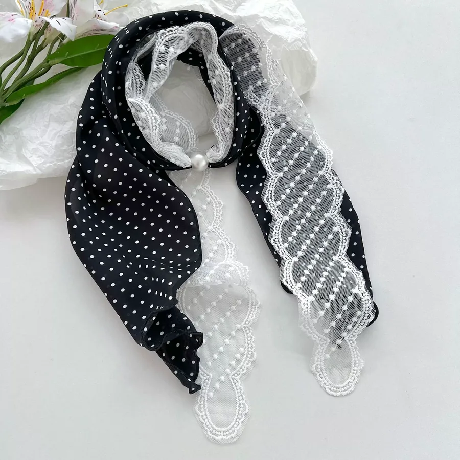 Lace Trim Long Scarf with Floral Print view 9