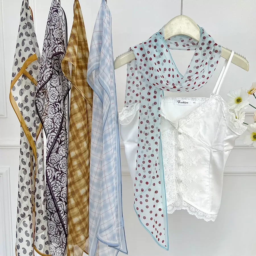 Silk Blend Long Scarf with Tassel