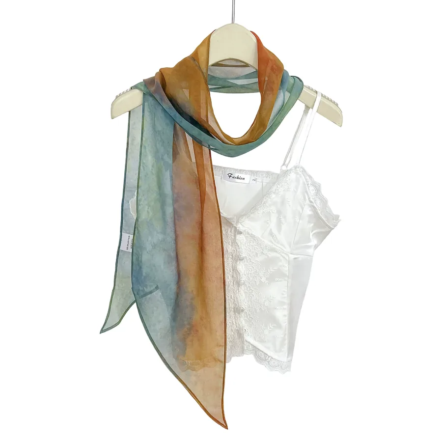 Silk Blend Long Scarf with Tassel view 5