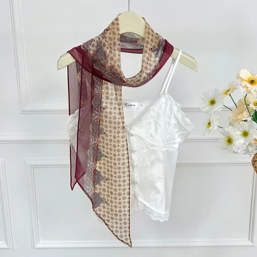 Silk Blend Long Scarf with Tassel view 6
