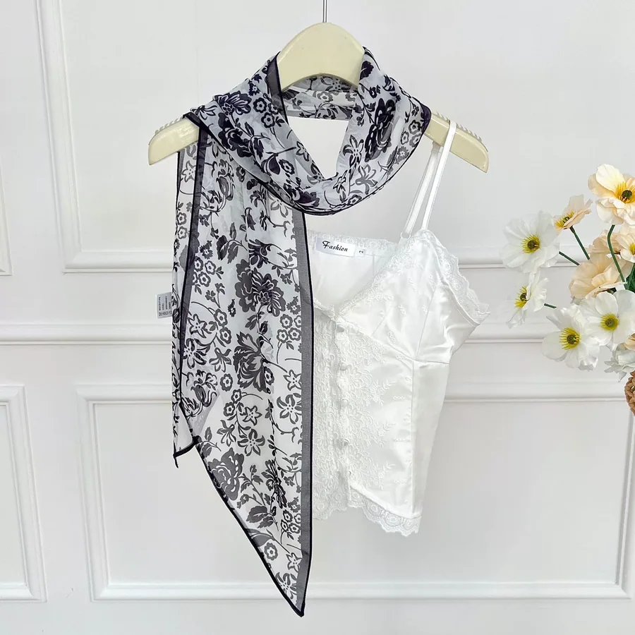 Silk Blend Long Scarf with Tassel view 8
