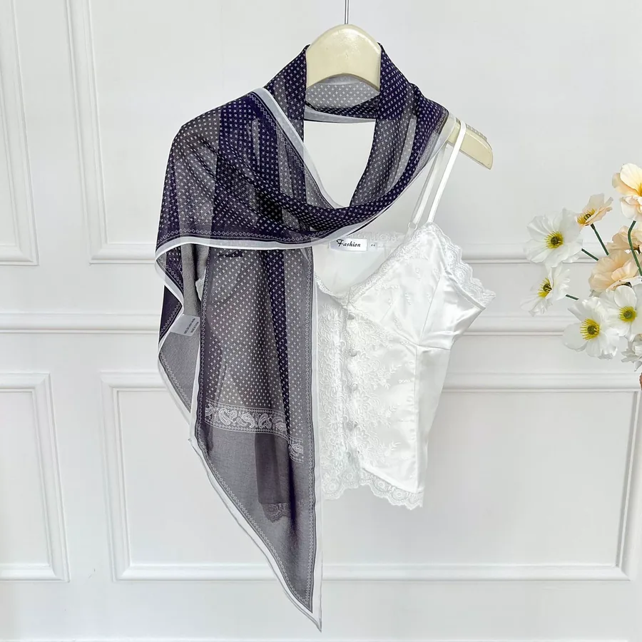 Silk Blend Long Scarf with Tassel view 9
