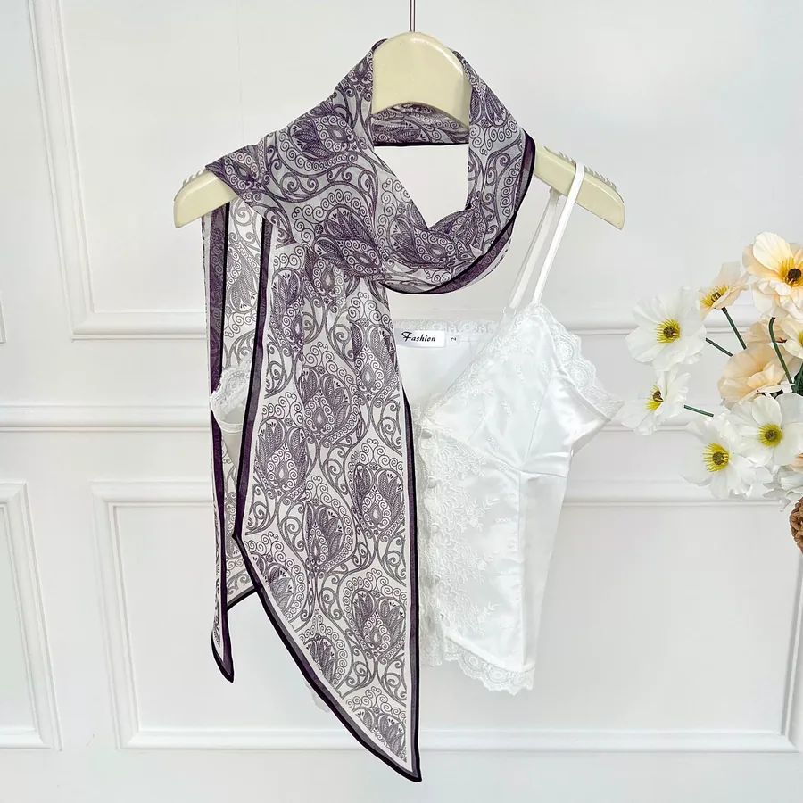 Silk Blend Long Scarf with Tassel view 10