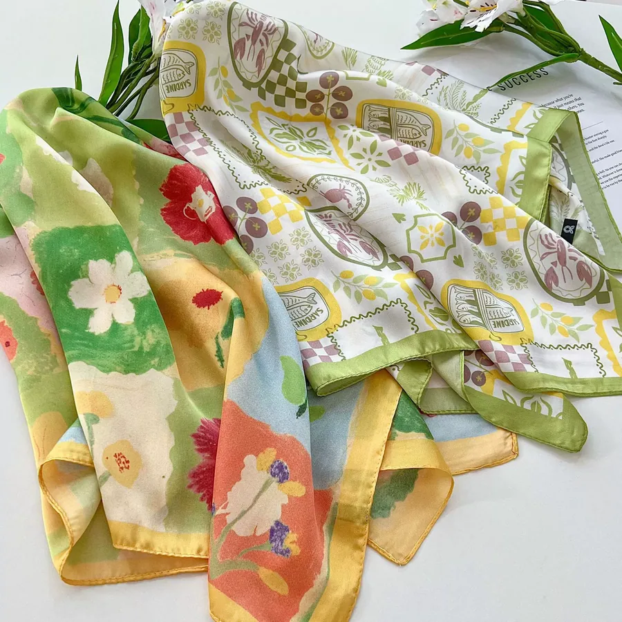 Printed Square Scarf with Tie view 2