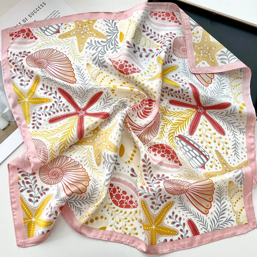 Printed Square Scarf with Tie view 6