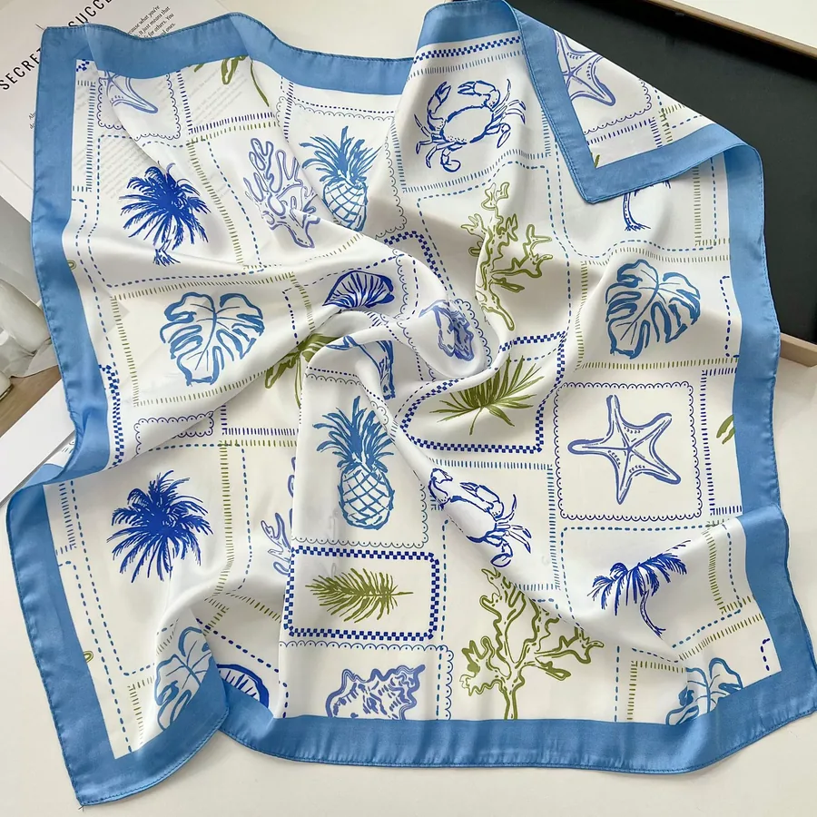 Printed Square Scarf with Tie view 7