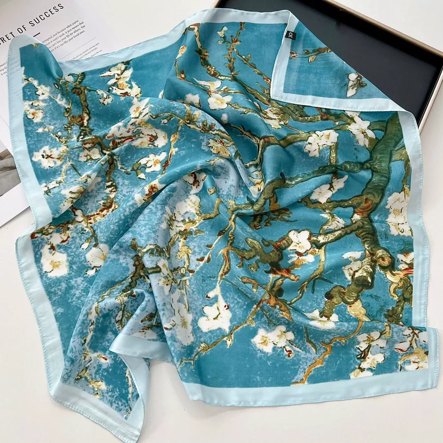 Printed Square Scarf with Tie view 9