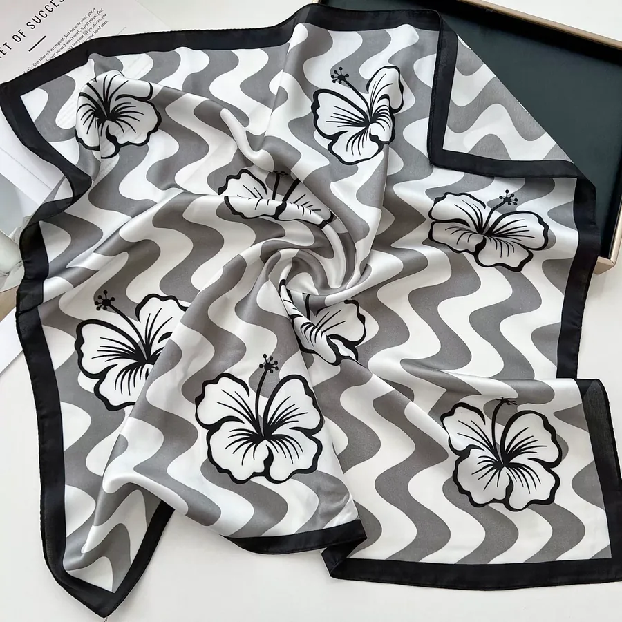 Printed Square Scarf with Tie view 10