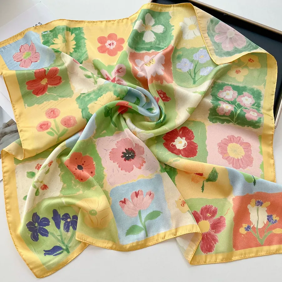 Printed Square Scarf with Tie view 12