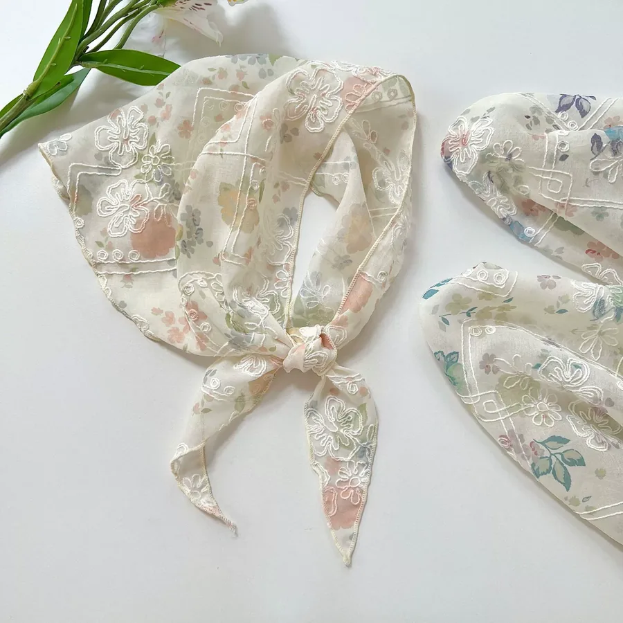 Embroidered Triangle Scarf view 2