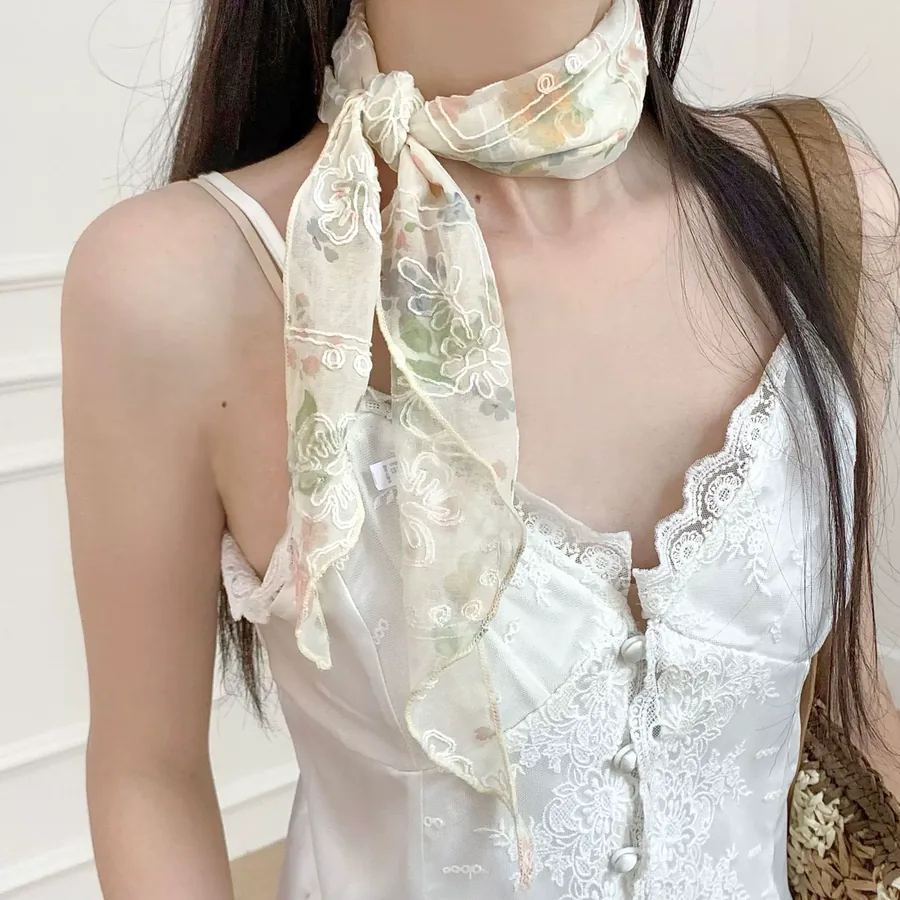 Embroidered Triangle Scarf view 3
