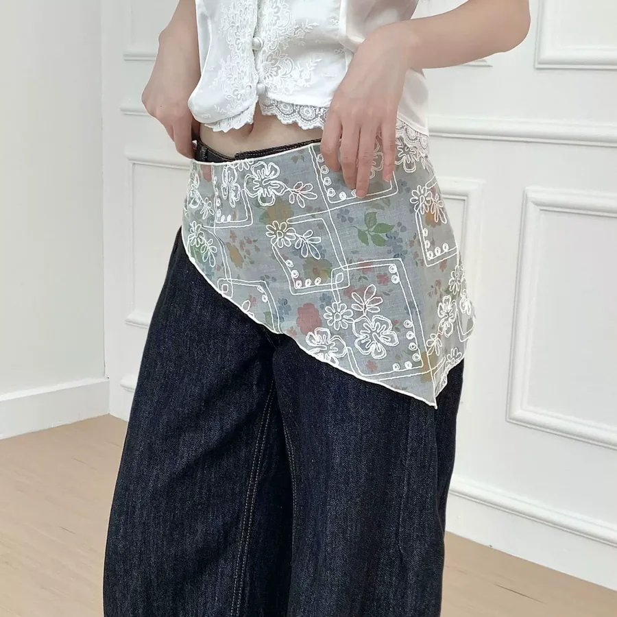 Embroidered Triangle Scarf view 4