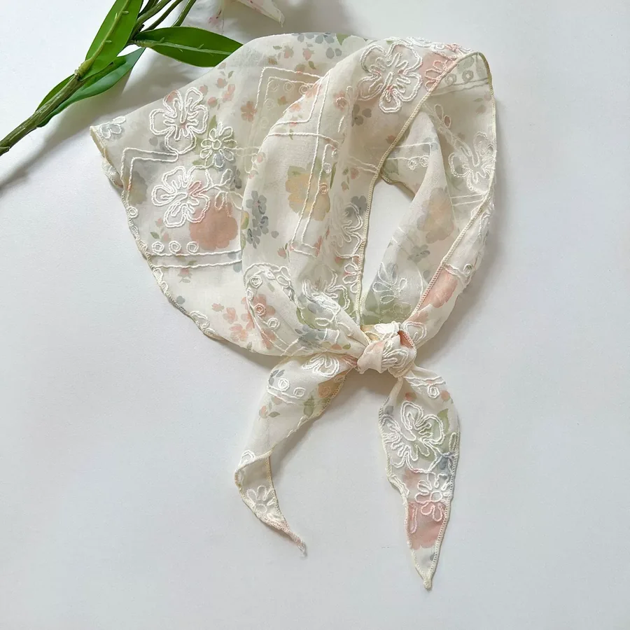 Embroidered Triangle Scarf view 6
