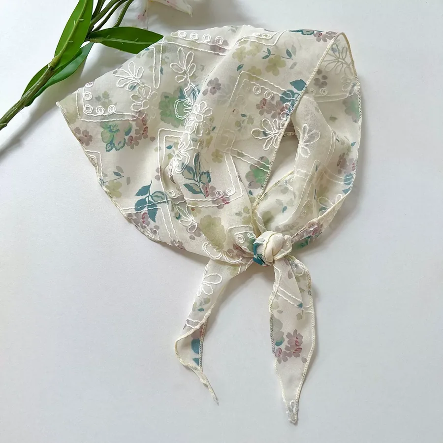 Embroidered Triangle Scarf view 7