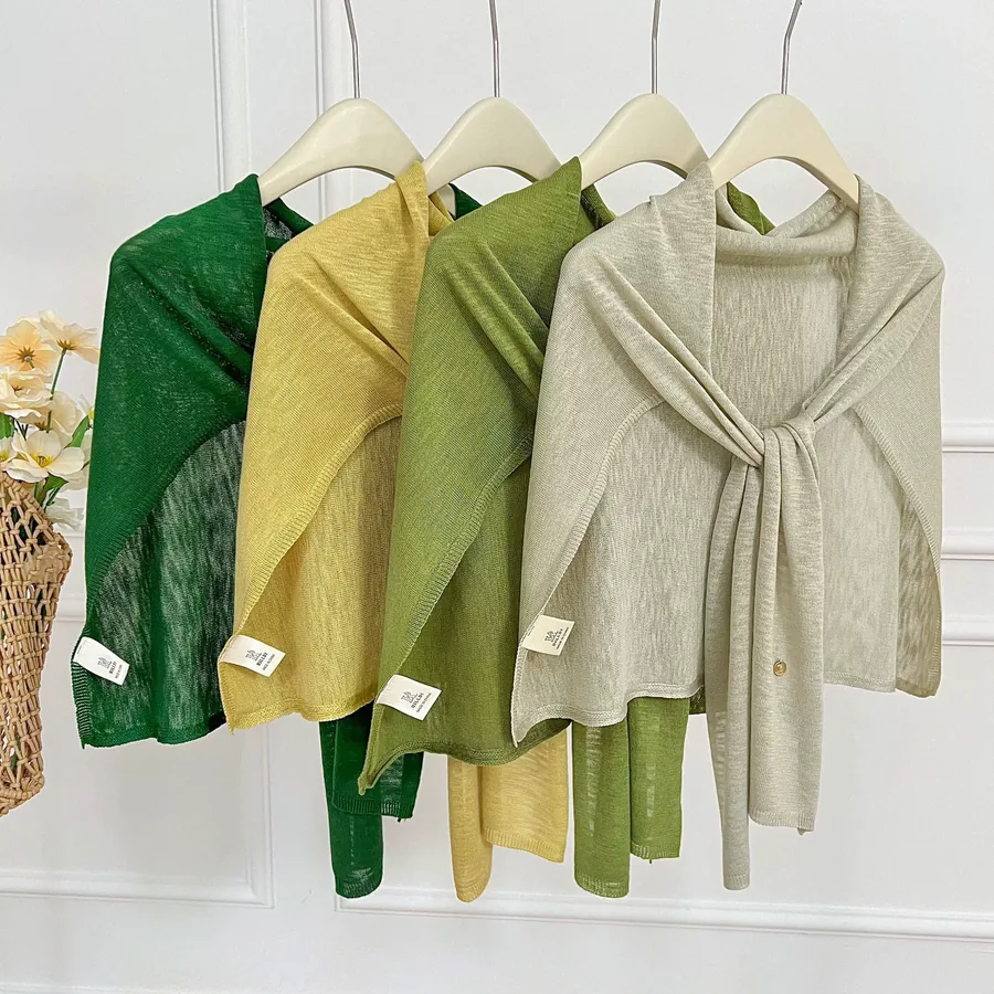 Linen Blend Shawl with Solid Color