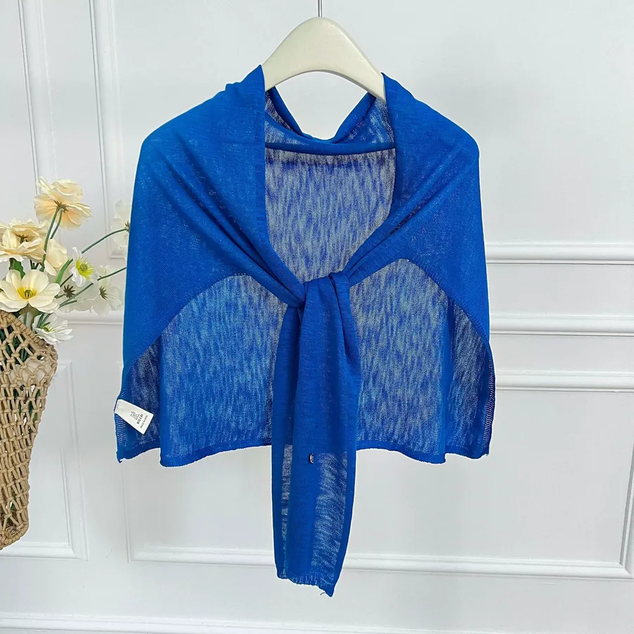 Linen Blend Shawl with Solid Color view 6